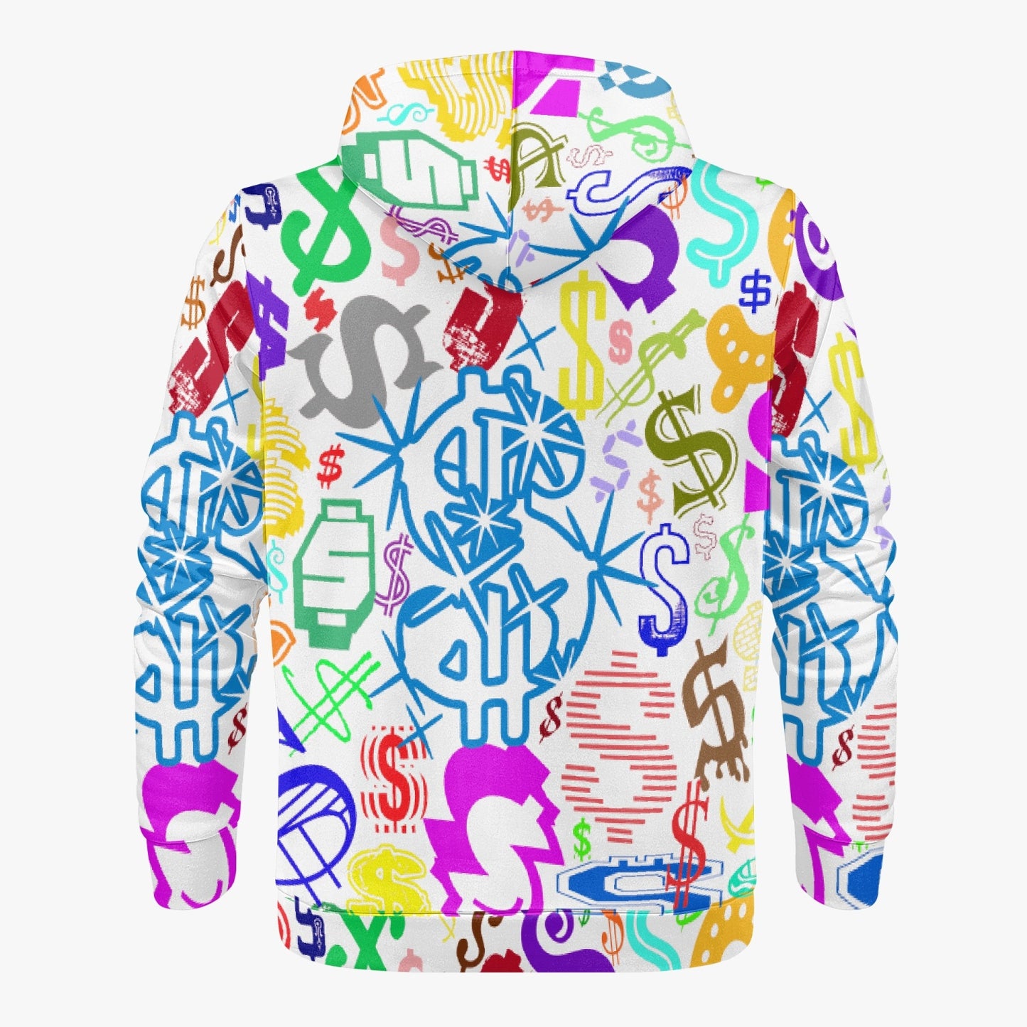 Men's Dollar Signs Of Every Kind All-Over-Print Hoodie - White/Multi-Color