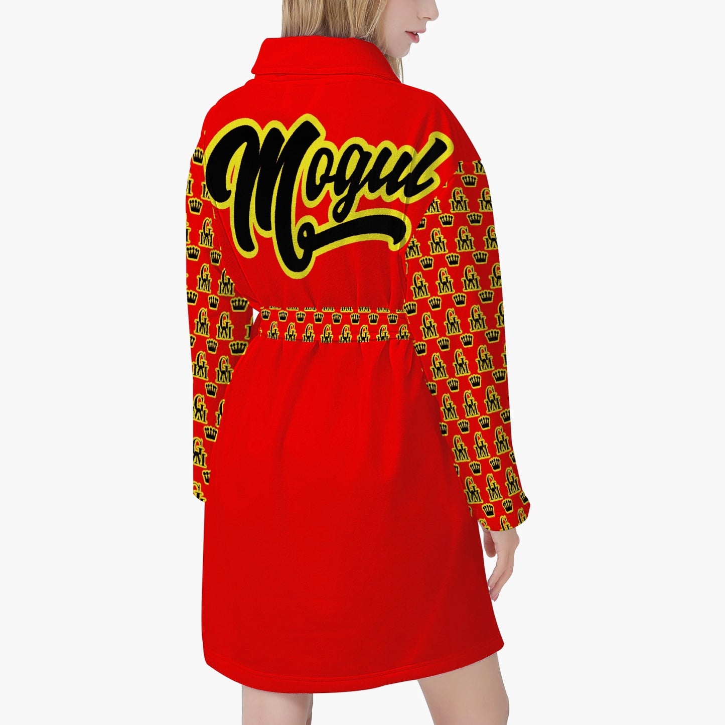 MOGUL Classic Crown Women's Robe - Blood Orange/Black/Gold