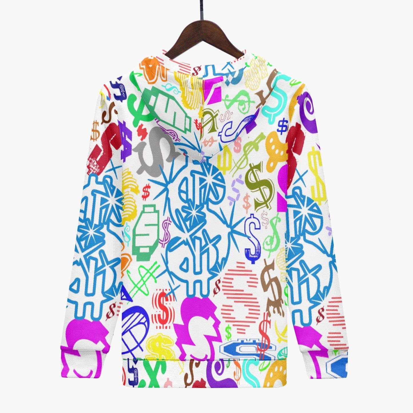 Men's Dollar Signs Of Every Kind All-Over-Print Hoodie - White/Multi-Color