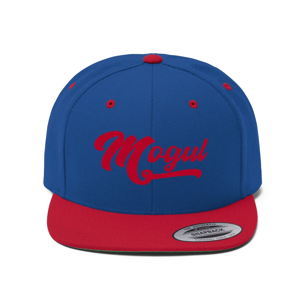 Mogul Logo Unisex Flat Bill Hat Embroidered - Red