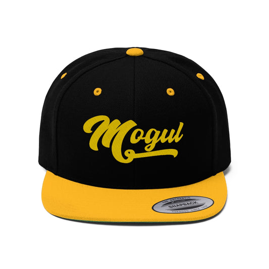 Mogul Logo Unisex Flat Bill Hat Embroidered - Gold
