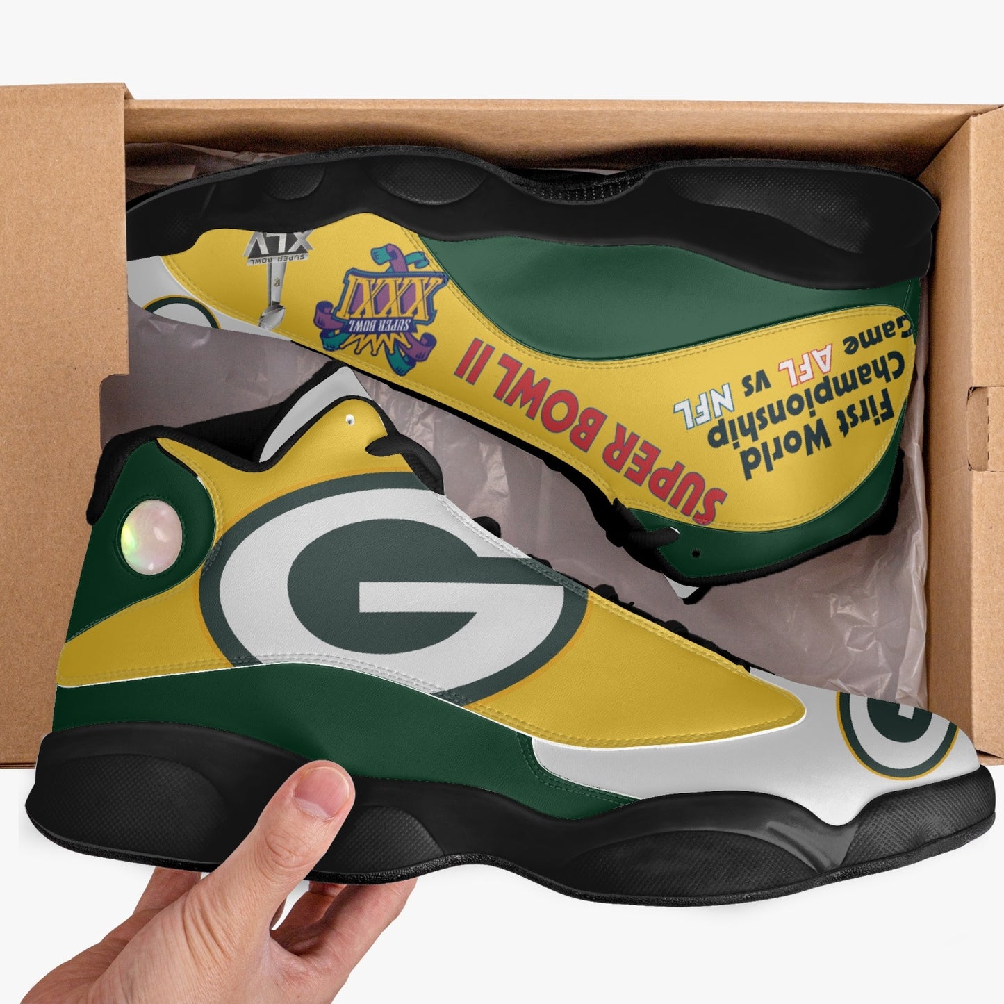 Green Bay Title Town Edition "White Toe" Sneakers - Green/Gold/White/Black