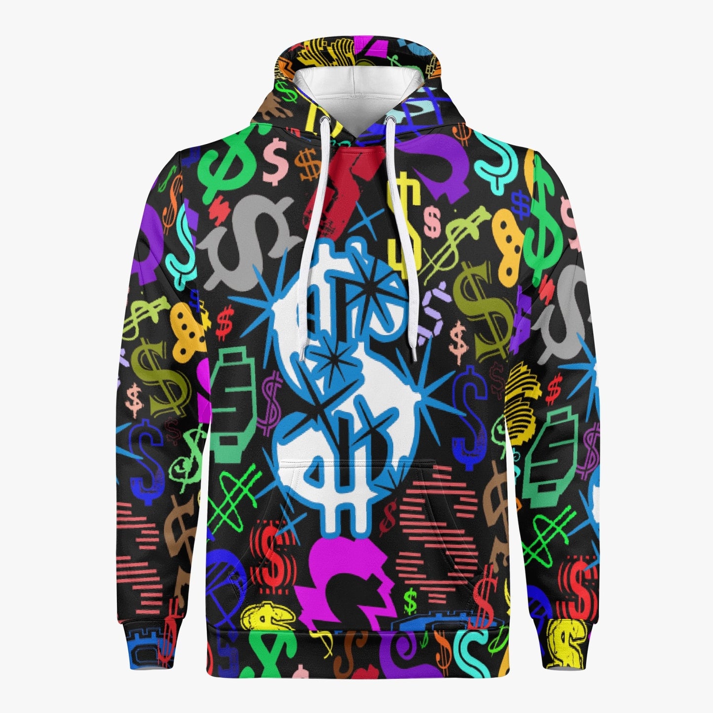 Men's Dollar Signs Of Every Kind All-Over-Print Hoodie - Black/Multi-Color