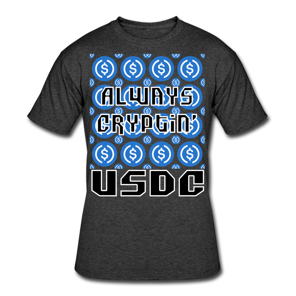 Crypto Currency "Always Cryptin'" USD Coin USDC T-Shirt - heather black