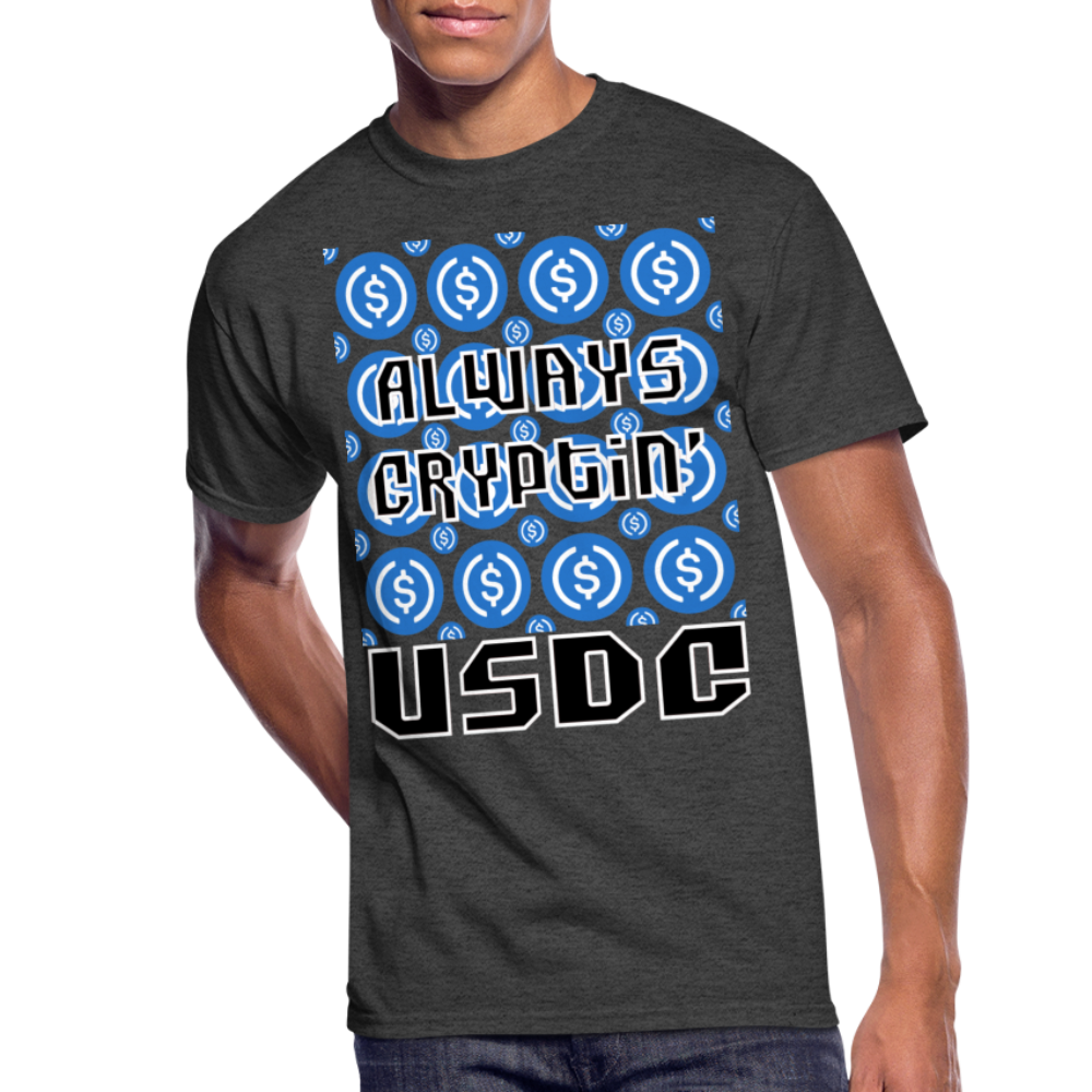 Crypto Currency "Always Cryptin'" USD Coin USDC T-Shirt - heather black