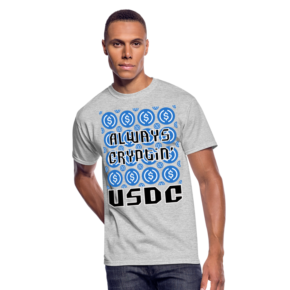 Crypto Currency "Always Cryptin'" USD Coin USDC T-Shirt - heather gray