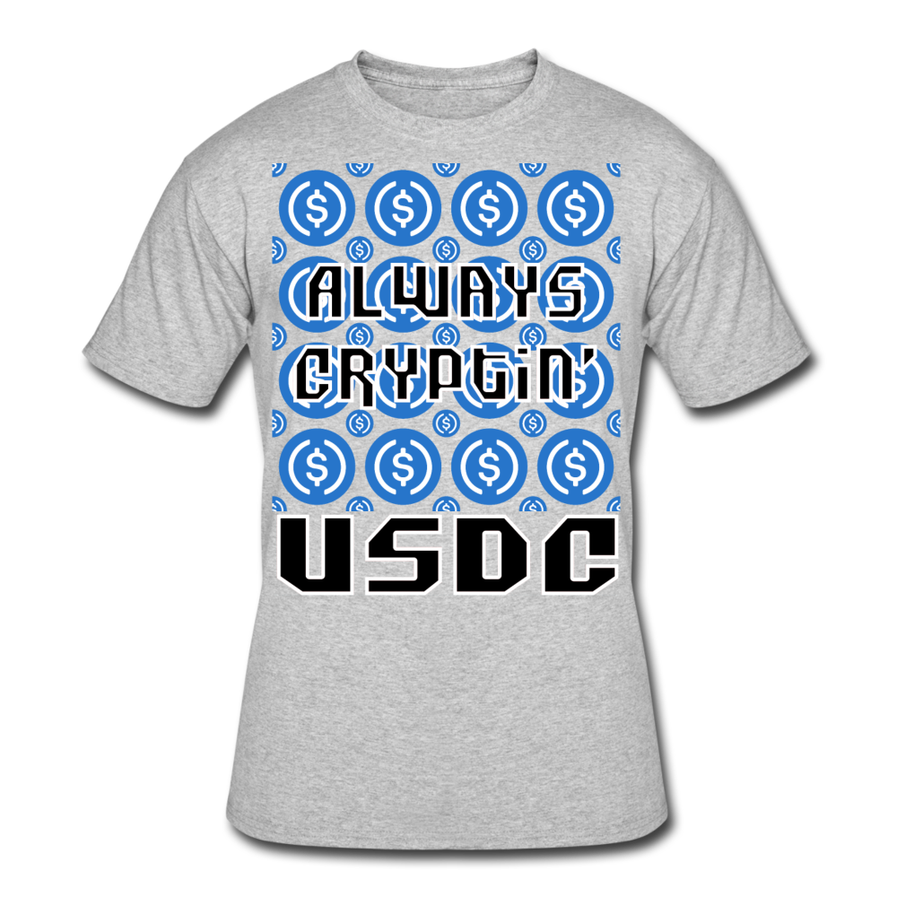 Crypto Currency "Always Cryptin'" USD Coin USDC T-Shirt - heather gray