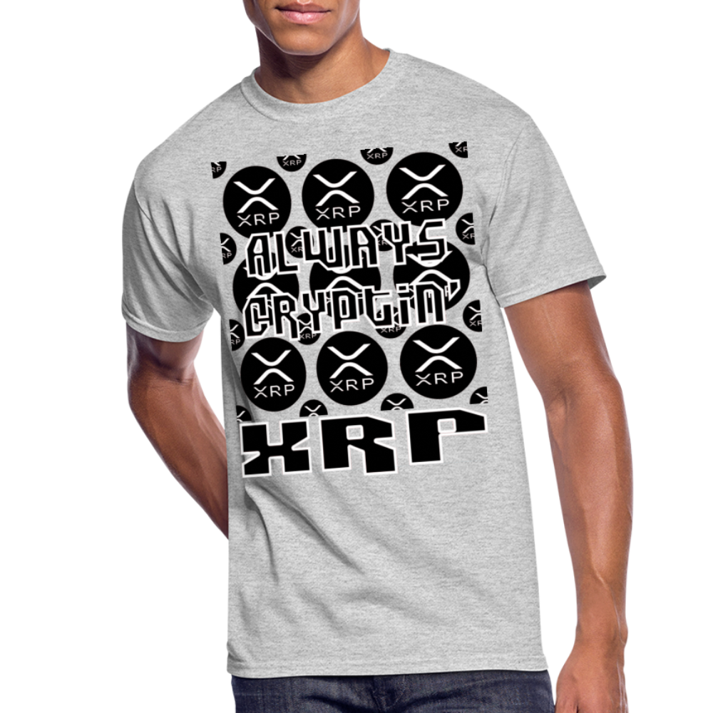 Crypto Currency "Always Cryptin'" Ripple Coin XRP T-Shirt - heather gray
