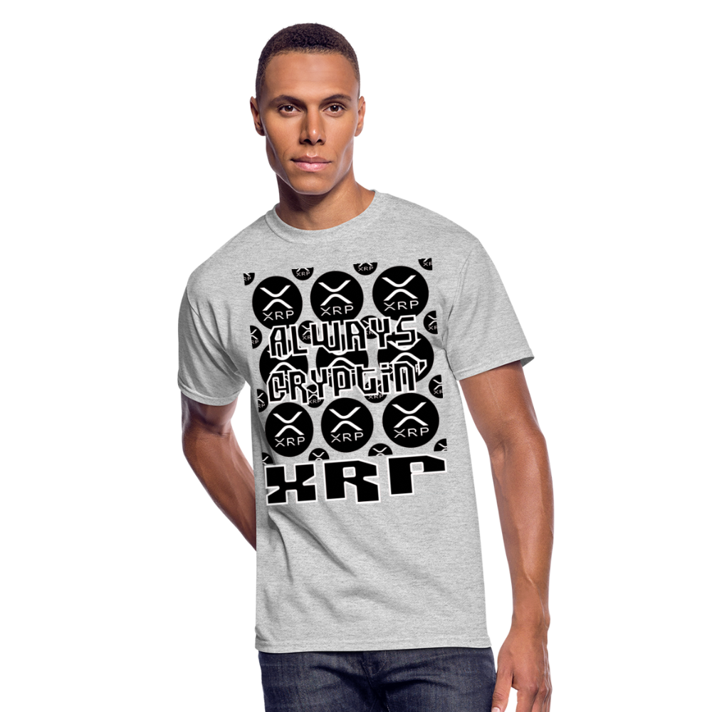 Crypto Currency "Always Cryptin'" Ripple Coin XRP T-Shirt - heather gray