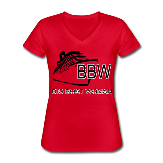 Women's BBW 2 V-Neck T-Shirt - red