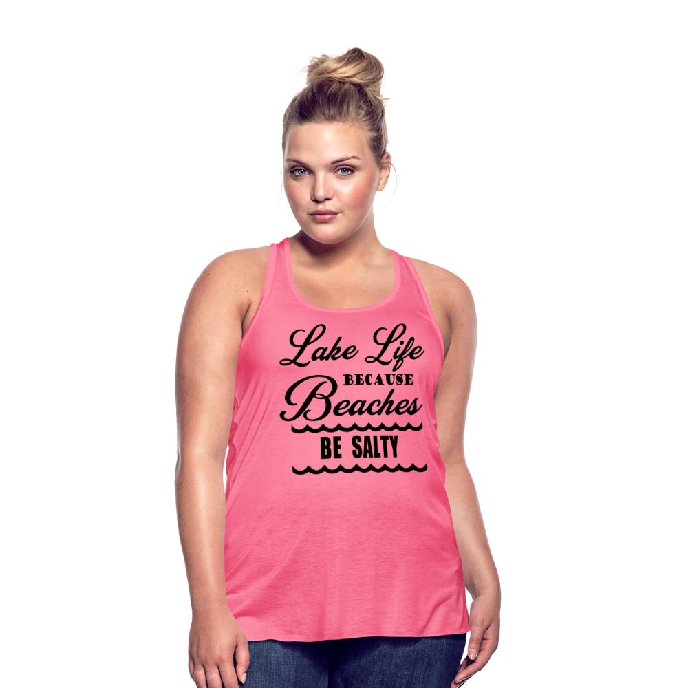 Women's "Lake Life" Flowy Tank Top by Bella - neon pink